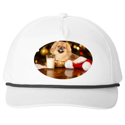 Santa Milk N Cookies Dog Pekingese Gift Snapback Five-Panel Rope Hat