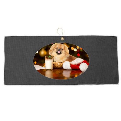 Santa Milk N Cookies Dog Pekingese Gift Large Microfiber Waffle Golf Towel