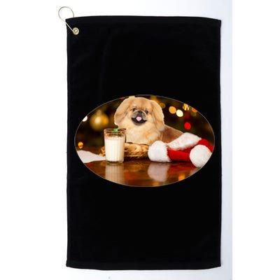 Santa Milk N Cookies Dog Pekingese Gift Platinum Collection Golf Towel