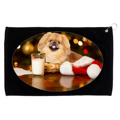 Santa Milk N Cookies Dog Pekingese Gift Grommeted Golf Towel