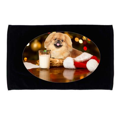 Santa Milk N Cookies Dog Pekingese Gift Microfiber Hand Towel