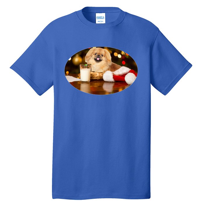 Santa Milk N Cookies Dog Pekingese Gift Tall T-Shirt