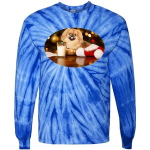 Santa Milk N Cookies Dog Pekingese Gift Tie-Dye Long Sleeve Shirt