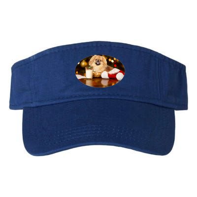 Santa Milk N Cookies Dog Pekingese Gift Valucap Bio-Washed Visor