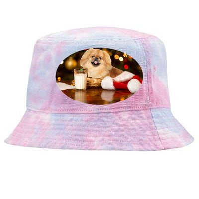 Santa Milk N Cookies Dog Pekingese Gift Tie-Dyed Bucket Hat