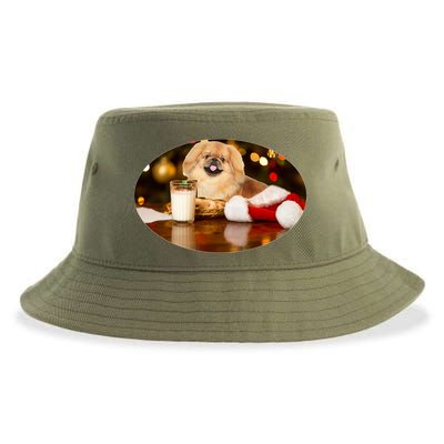 Santa Milk N Cookies Dog Pekingese Gift Sustainable Bucket Hat