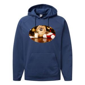 Santa Milk N Cookies Dog Pekingese Gift Performance Fleece Hoodie