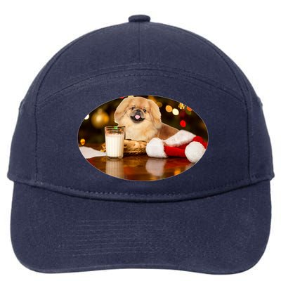 Santa Milk N Cookies Dog Pekingese Gift 7-Panel Snapback Hat