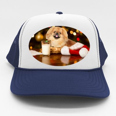 Santa Milk N Cookies Dog Pekingese Gift Trucker Hat