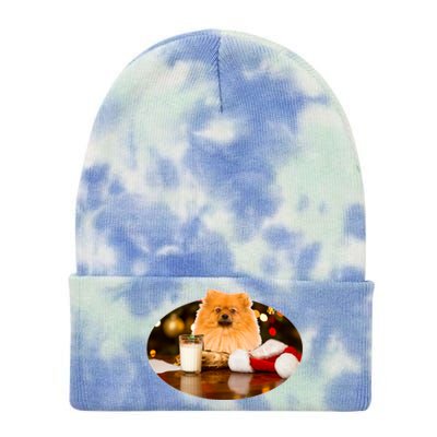 Santa Milk N Cookies Dog Pomeranian Cool Gift Tie Dye 12in Knit Beanie