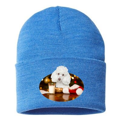 Santa Milk N Cookies Dog Poodle Cool Gift Sustainable Knit Beanie