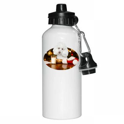 Santa Milk N Cookies Dog Poodle Cool Gift Aluminum Water Bottle 