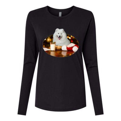 Santa Milk N Cookies Dog Samoyed Gift Womens Cotton Relaxed Long Sleeve T-Shirt