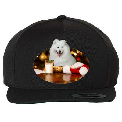 Santa Milk N Cookies Dog Samoyed Gift Wool Snapback Cap