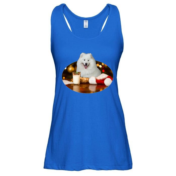 Santa Milk N Cookies Dog Samoyed Gift Ladies Essential Flowy Tank