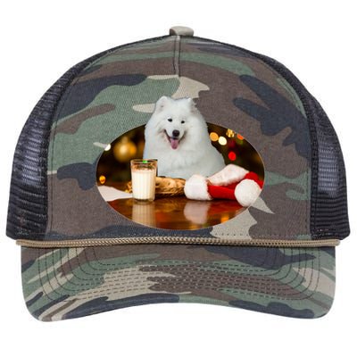 Santa Milk N Cookies Dog Samoyed Gift Retro Rope Trucker Hat Cap