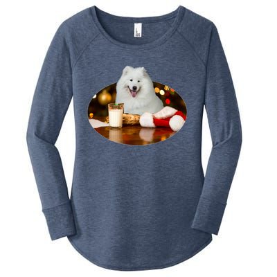 Santa Milk N Cookies Dog Samoyed Gift Women's Perfect Tri Tunic Long Sleeve Shirt