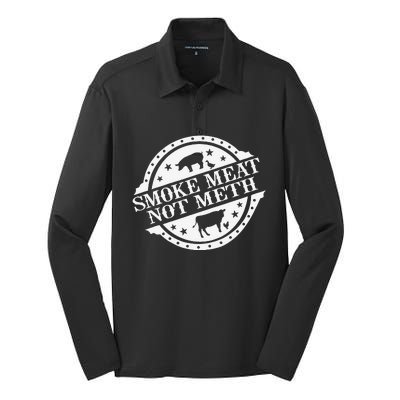 Smoke Meats Not Meth Silk Touch Performance Long Sleeve Polo