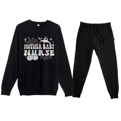 Spooky Mother Nurse Halloween Postpartum Nurse Gift Premium Crewneck Sweatsuit Set