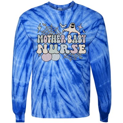 Spooky Mother Nurse Halloween Postpartum Nurse Gift Tie-Dye Long Sleeve Shirt