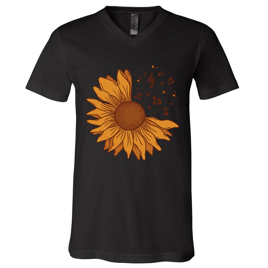 Sunflower Musical Notes V-Neck T-Shirt