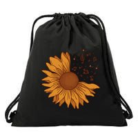 Sunflower Musical Notes Drawstring Bag