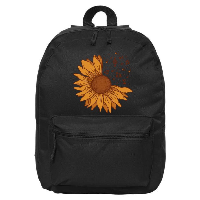 Sunflower Musical Notes 16 in Basic Backpack