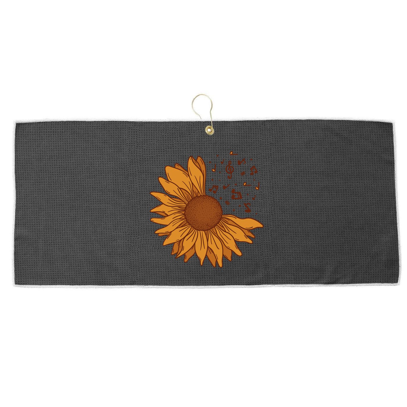 Sunflower Musical Notes Large Microfiber Waffle Golf Towel