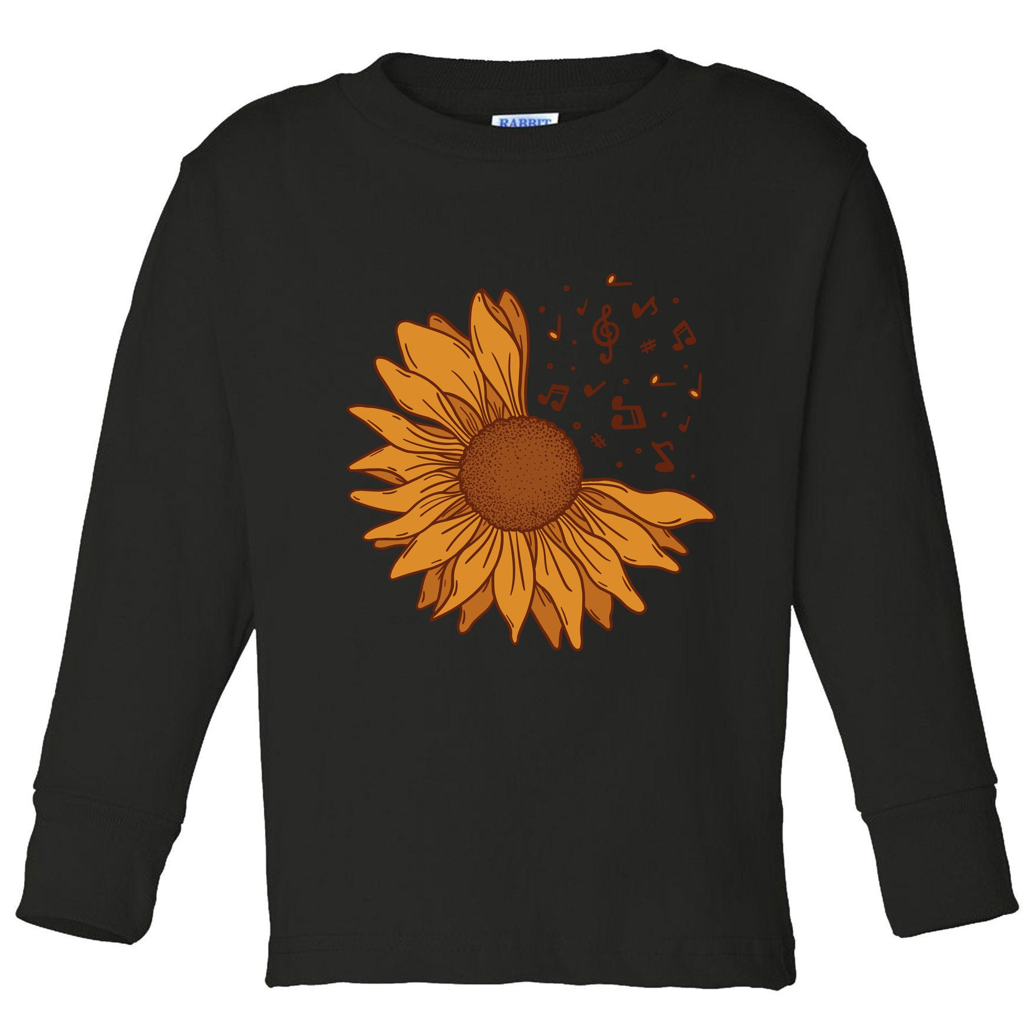 Sunflower Musical Notes Toddler Long Sleeve Shirt