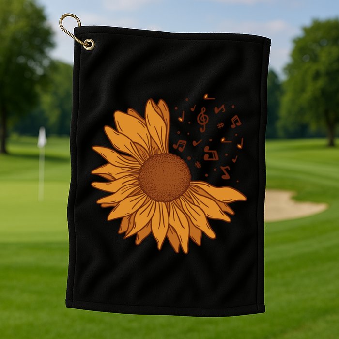 Sunflower Musical Notes Golf Towel