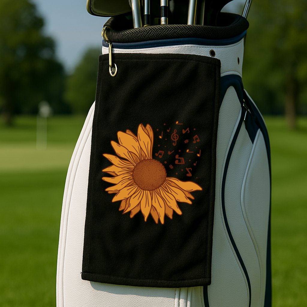 Sunflower Musical Notes Golf Towel