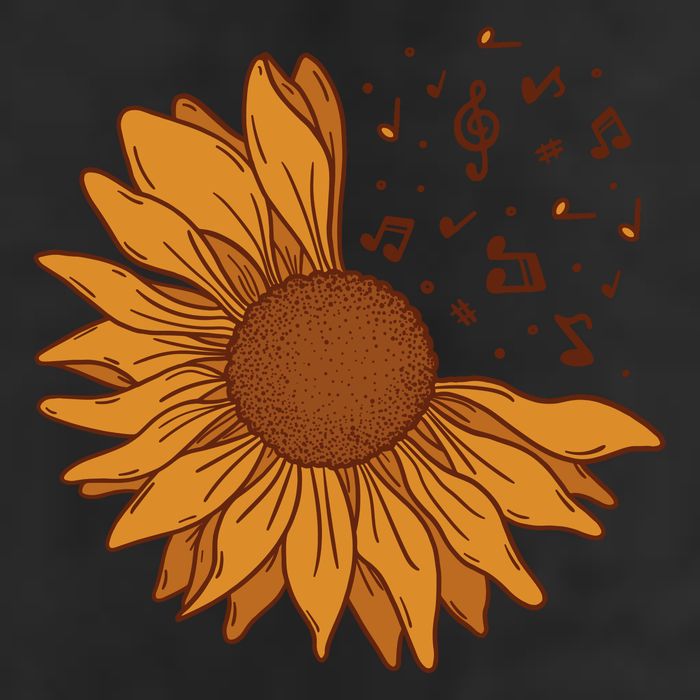 Sunflower Musical Notes Golf Towel