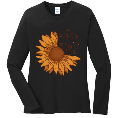 Sunflower Musical Notes Ladies Long Sleeve Shirt