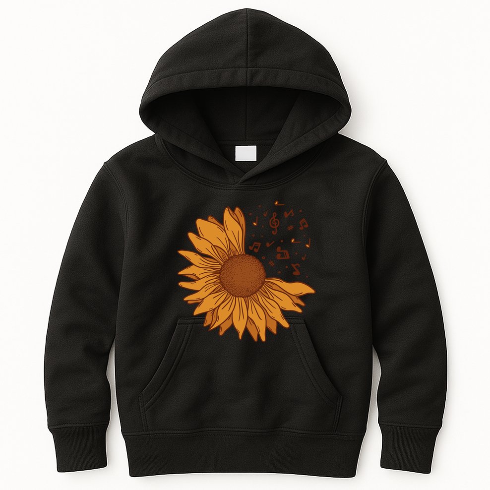 Sunflower Musical Notes Kids Hoodie