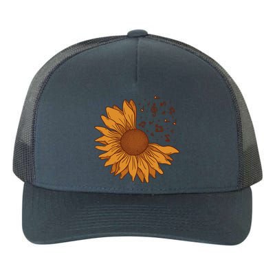 Sunflower Musical Notes Yupoong Adult 5-Panel Trucker Hat