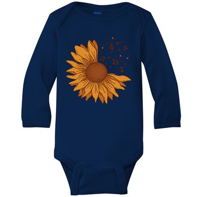 Sunflower Musical Notes Baby Long Sleeve Bodysuit