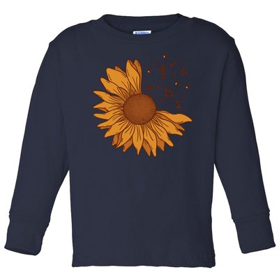 Sunflower Musical Notes Toddler Long Sleeve Shirt