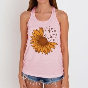 Sunflower Musical Notes Women's Knotted Racerback Tank