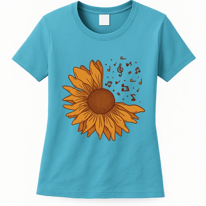 Sunflower Musical Notes Womens T-Shirt