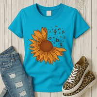 Sunflower Musical Notes Womens T-Shirt