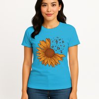 Sunflower Musical Notes Womens T-Shirt