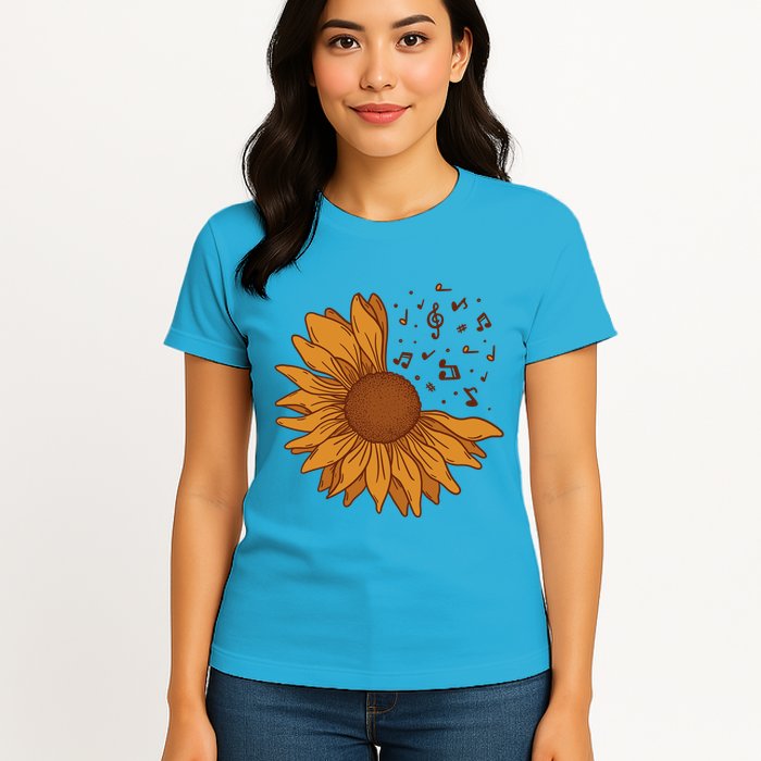 Sunflower Musical Notes Womens T-Shirt