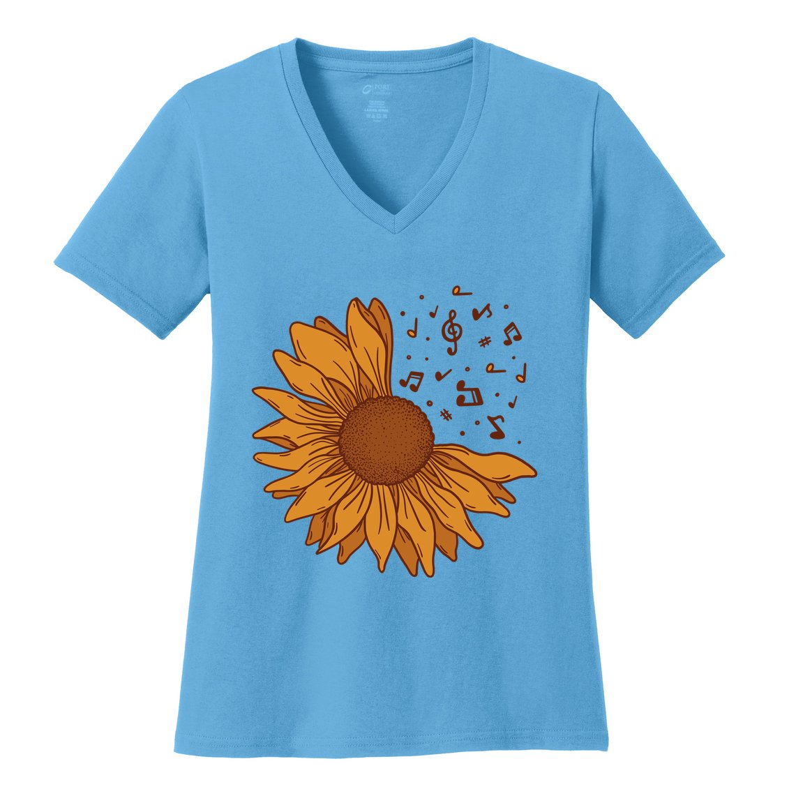 Sunflower Musical Notes Women's V-Neck T-Shirt