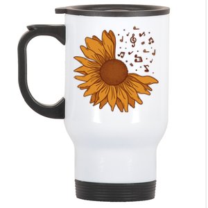 Sunflower Musical Notes Stainless Steel Travel Mug