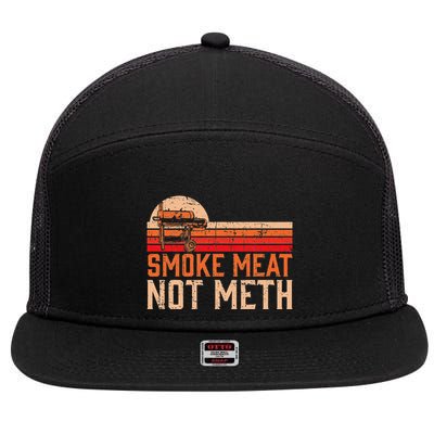 Smoke Meat Not Meth Brisket Bbq Grill 7 Panel Mesh Trucker Snapback Hat