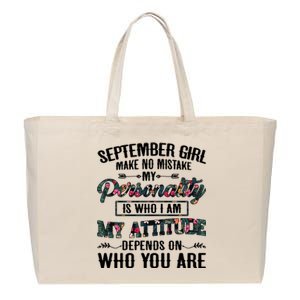 September Make No Mistake My Personality Is Who I Am Gift Cotton Canvas Jumbo Tote