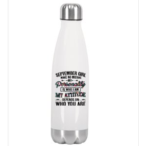 September Make No Mistake My Personality Is Who I Am Gift Stainless Steel Insulated Water Bottle