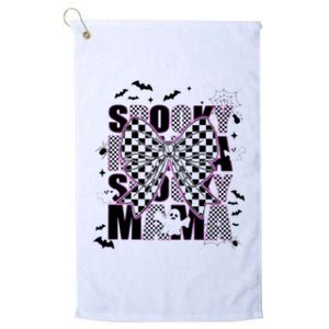 Spooky Mama Neon Halloween Spooky Season Halloween Checkered Platinum Collection Golf Towel