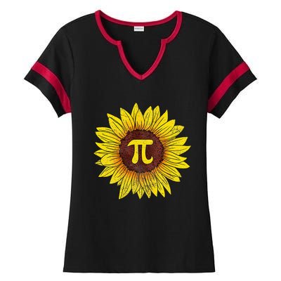 Sunflower Math Nerd Pi Symbol Pi Day Ladies Halftime Notch Neck Tee