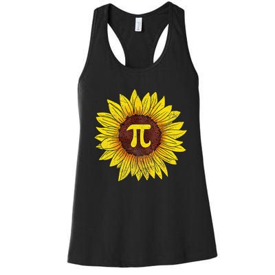 Sunflower Math Nerd Pi Symbol Pi Day Women's Racerback Tank